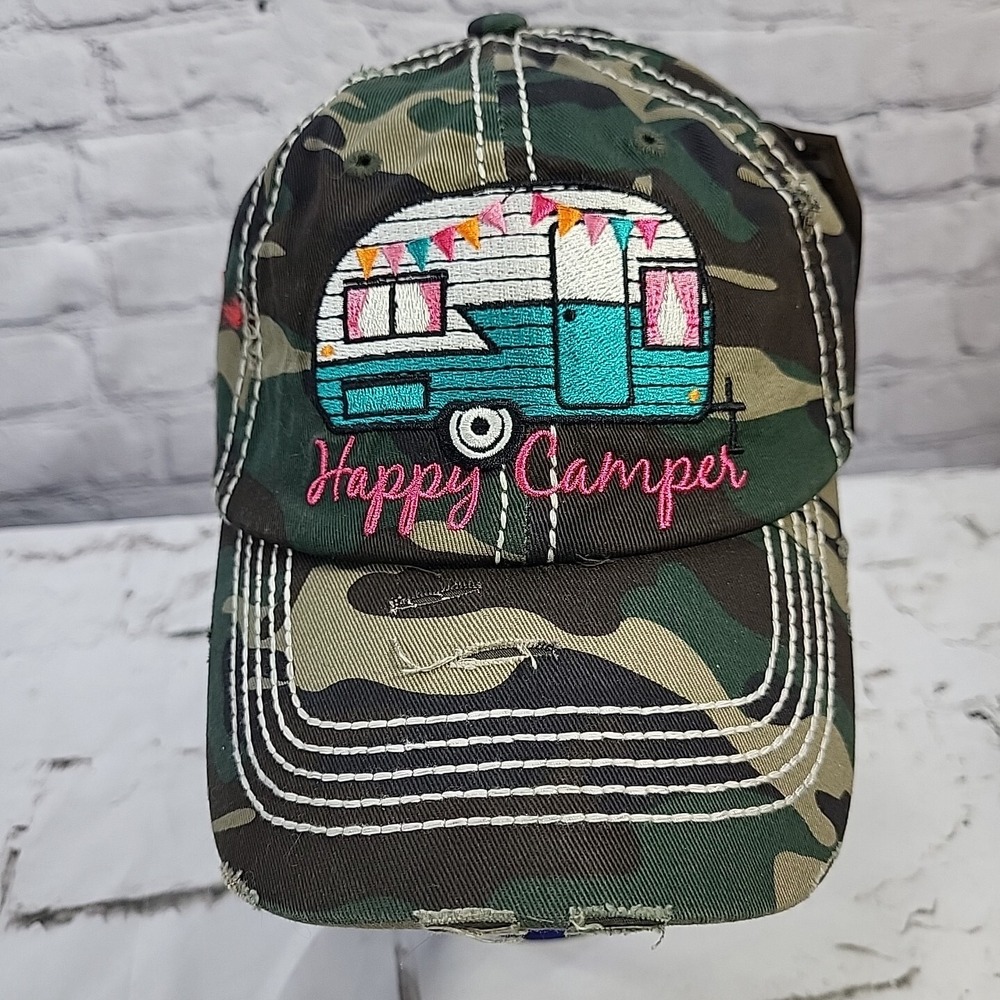Kbethos‎ Happy Camper Camo Hat Adjustable Ball Cap